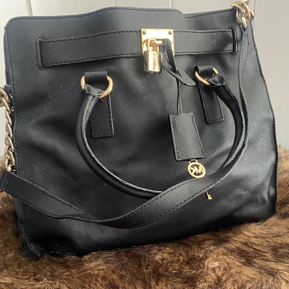 Michael Kors Black Satchel with Gold Accents - Picture 2 of 6